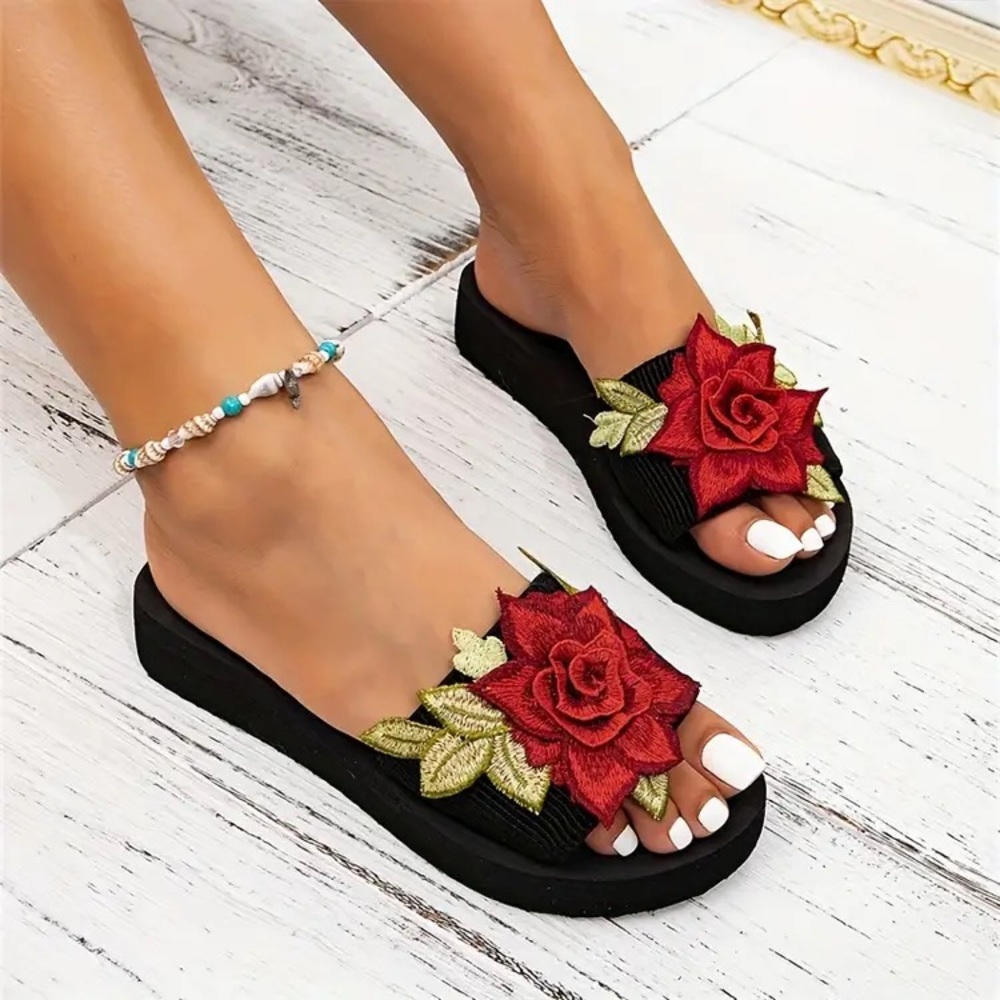Women’s Black‎ Rose Flops